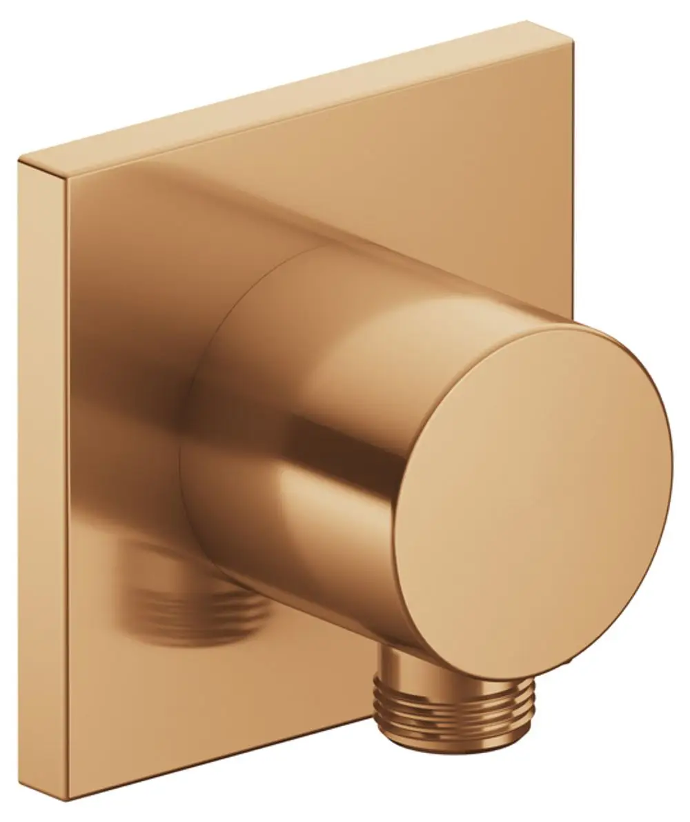 Schlauchanschluss in eckiger Form von Keuco, gefertigt aus bronzegebürstetem Material. Anschluss für flexible Schlauchverbindungen.